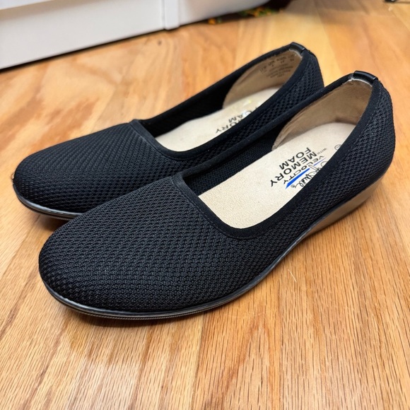 LifeStride Indy Wedge black flats Slip-On comfort shoes size 7 W - Picture 2 of 10